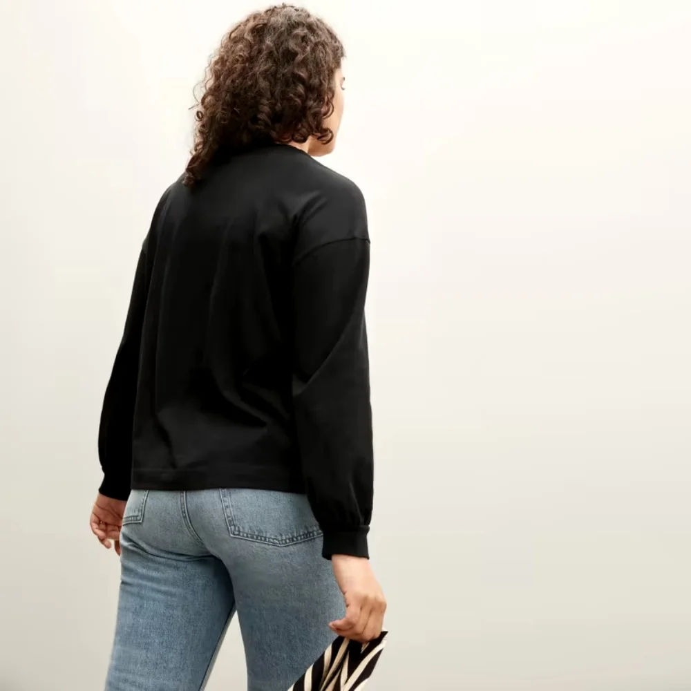 Everlane Long Sleeve Tee Black Shirt Crew Oversized Organic Cotton Women - Picture 2 of 13
